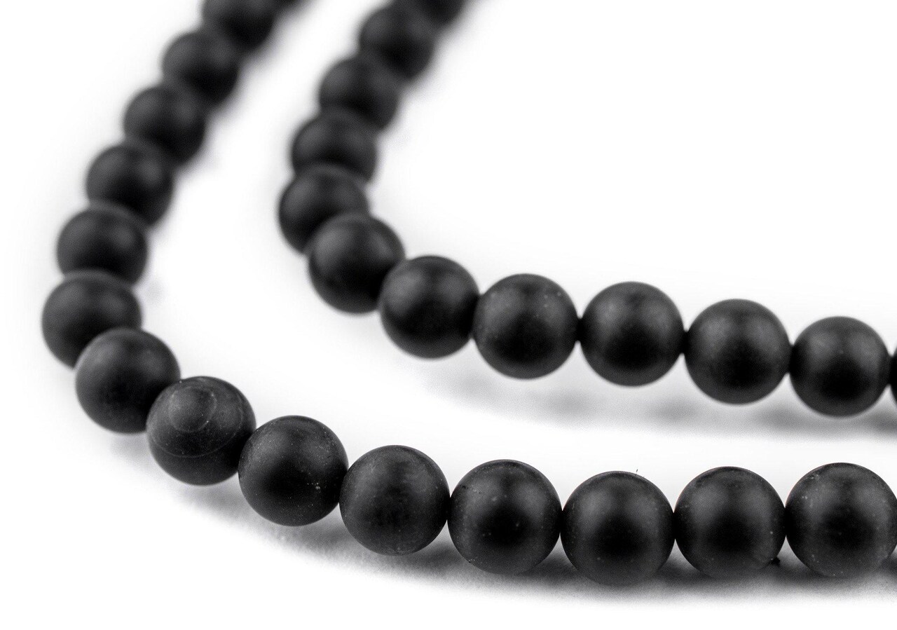 The Bead Chest Matte Round Black Onyx Beads (6mm): Organic Gemstone Round Spherical Energy Stone Healing Power Crystal for Jewelry Bracelet Mala Necklace Making